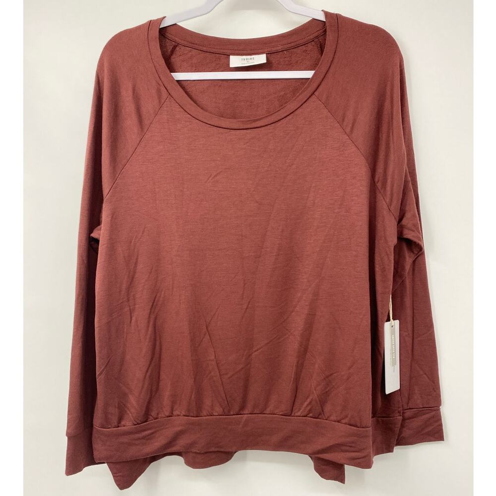 Ivoire Womens Burgundy Long Sleeve Shirt Top Blouse NEW Large